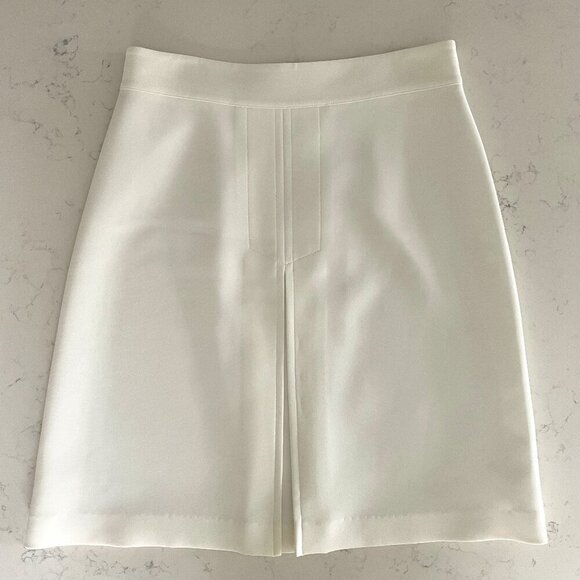 Judith & Charles Classic A-Line Lined Triacetate Poly Blend Skirt White Sz 10 - Picture 1 of 12
